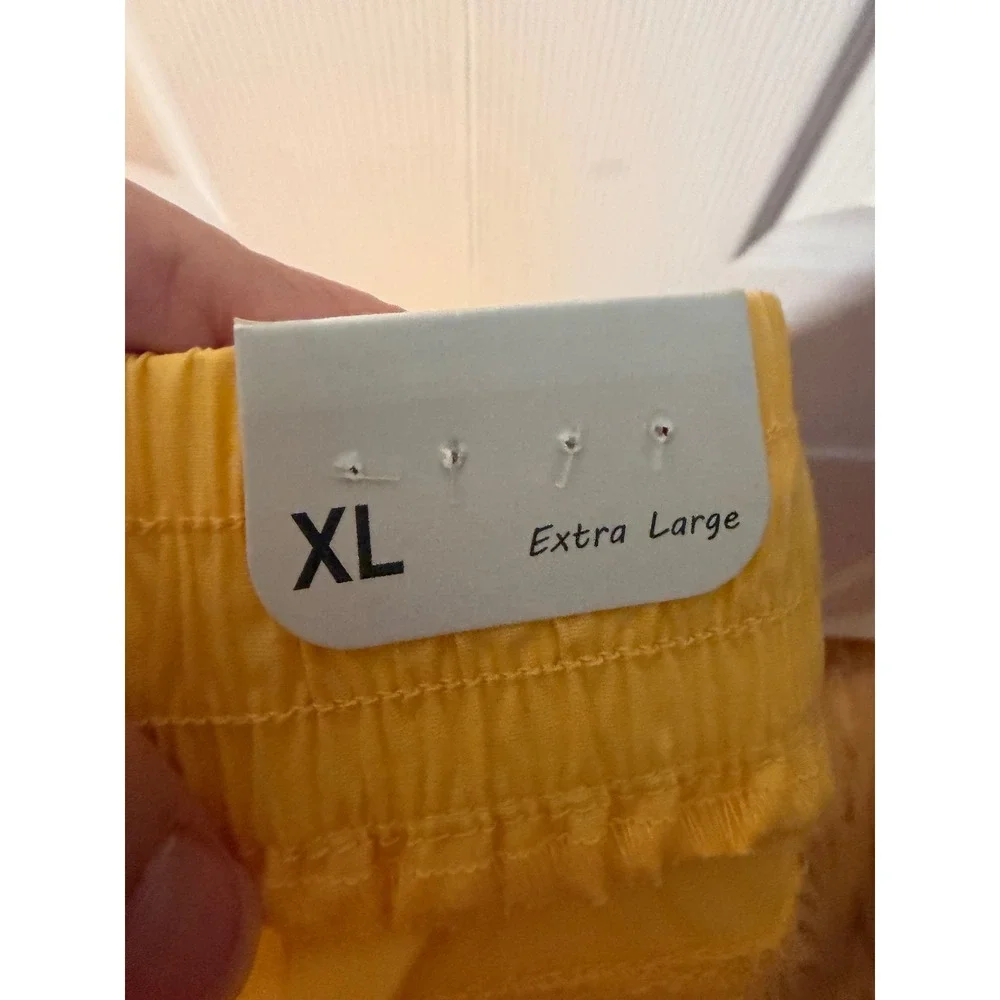Palm Rio Womens Yellow Cropped Drawstring Elastic Waist Utility Pants NWT